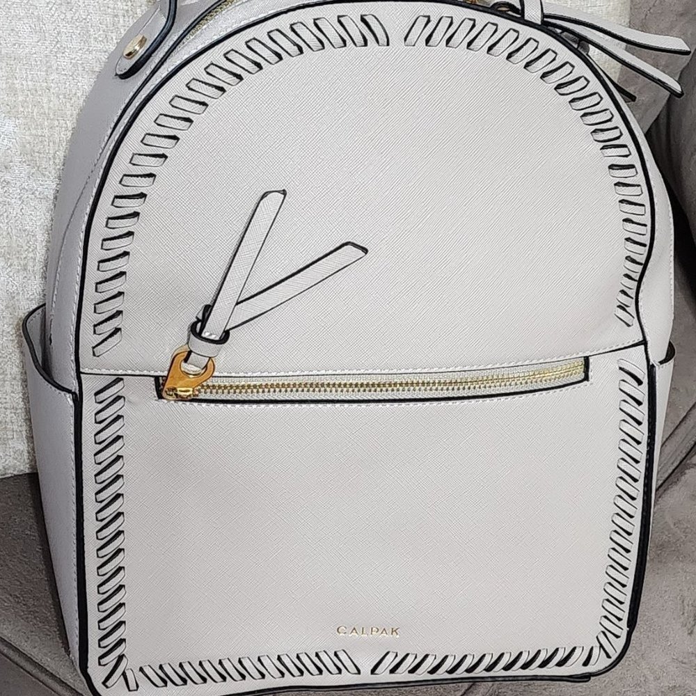 CALPAK Kaya Faux Leather Round Backback stone